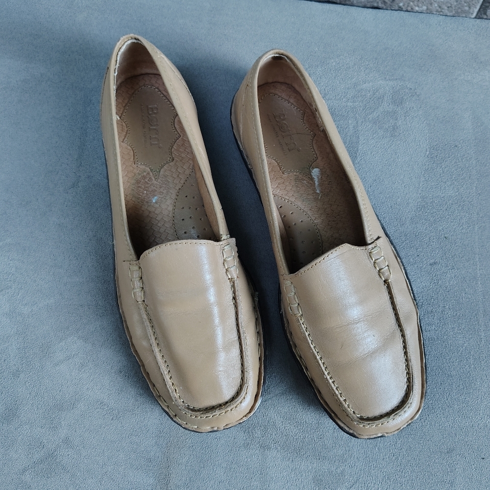Beige Leather Loafers By Born